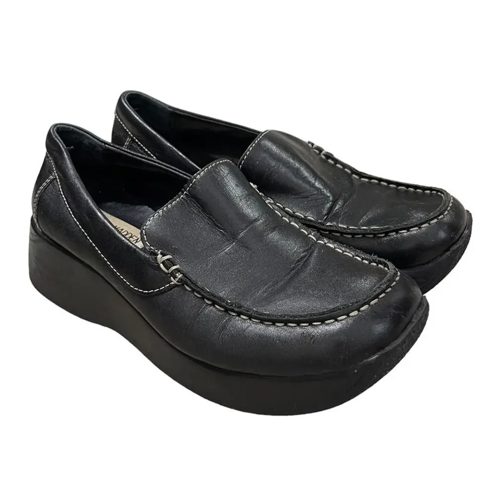 Vintage Y2K Steve Madden Black Platform Chunky Heel Shoes 6.5